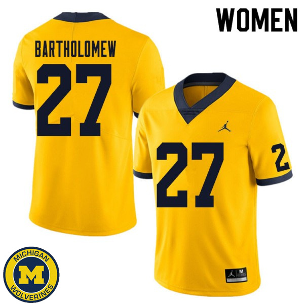 Women Michigan Wolverines #27 Christian Bartholomew Yellow High School Jersey